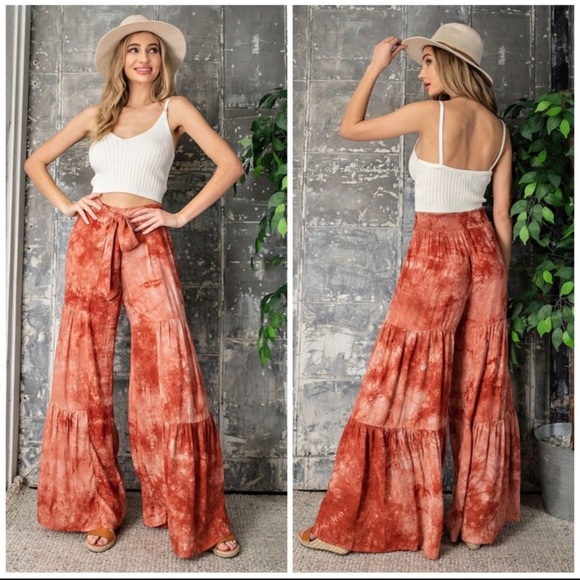 KismetsKloset Pants - Orange Crush Tie-Dye Palazzo Pant